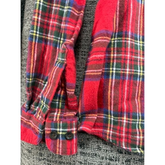 L.L.Bean Women's Red Plaid Button-Up Flannel Shirt Relaxed Fit L 100% Cotton - Picture 9 of 9